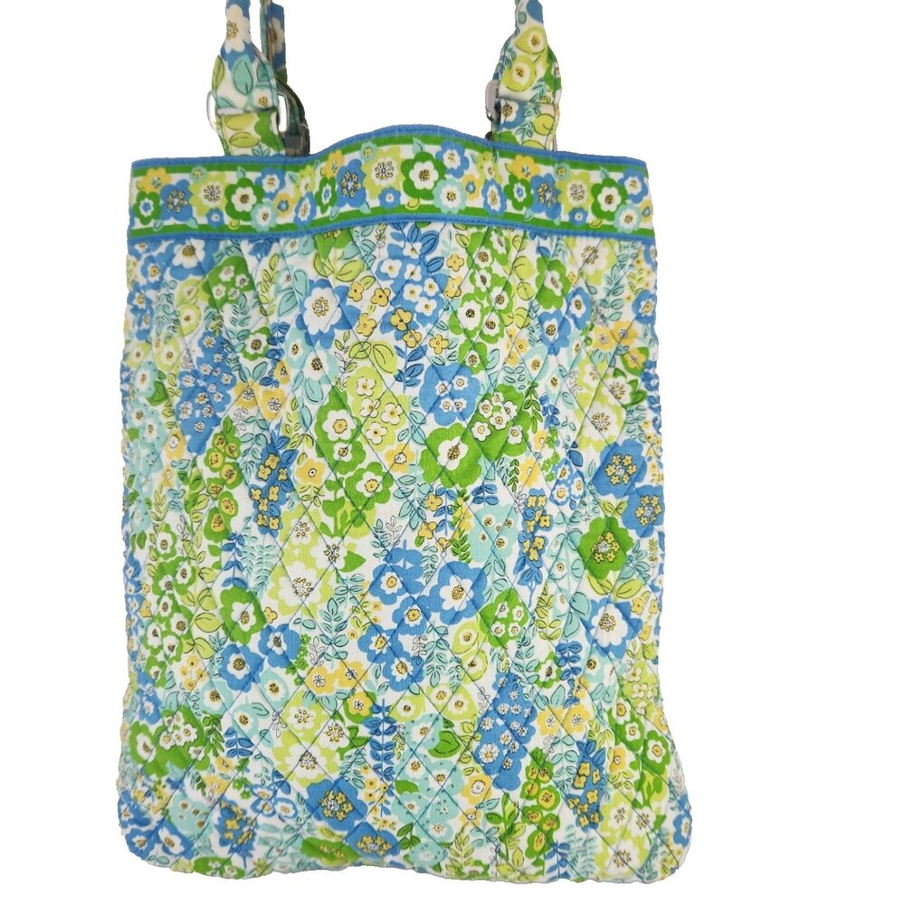 Vera Bradley English Meadow  Flat Tote Bag Quilted Purse Laptop Computer Blue
